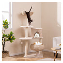 146Cm Cattail Cat Tower With Sisal Scratching Posts Perch Beige