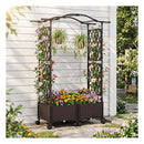147Cm Tall Self Watering Planter Boxes With Lattice Trellis Brown