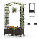 147Cm Tall Self Watering Planter Boxes With Lattice Trellis Brown