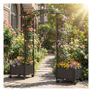 147Cm Tall Self Watering Planter Boxes With Lattice Trellis Brown