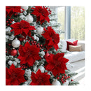 14Pcs Christmas Tree Flowers Set Xmas Garland Wreath Ornaments Red