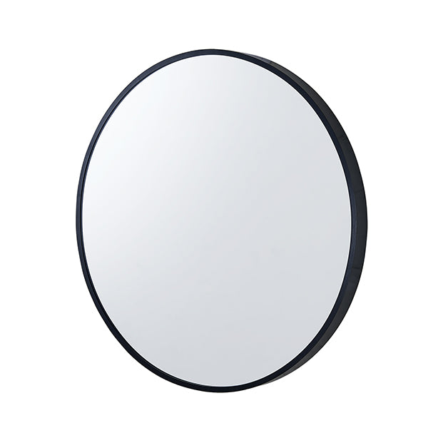 700X700X40Mm Round Bathroom Mirror Wall Mounted Aluminum Frame Black