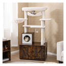 150 Cm Cat Tree With Litter Box Enclosure Hidden Washroom Brown