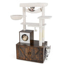 150 Cm Cat Tree With Litter Box Enclosure Hidden Washroom Brown