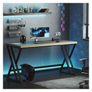 150Cm Computer Desk With Heavy Duty Metal Frame And Crossbar Grey