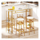 150 Cm Long Bar Table With Faux Marble Top And Shelves For Kitchen