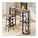 150 Cm Long Bar Table With Faux Marble Top And Shelves For Kitchen