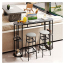 150 Cm Long Bar Table With Faux Marble Top And Shelves For Kitchen