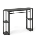 150 Cm Long Bar Table With Faux Marble Top And Shelves For Kitchen