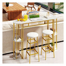 150 Cm Long Bar Table With Faux Marble Top And Shelves For Kitchen