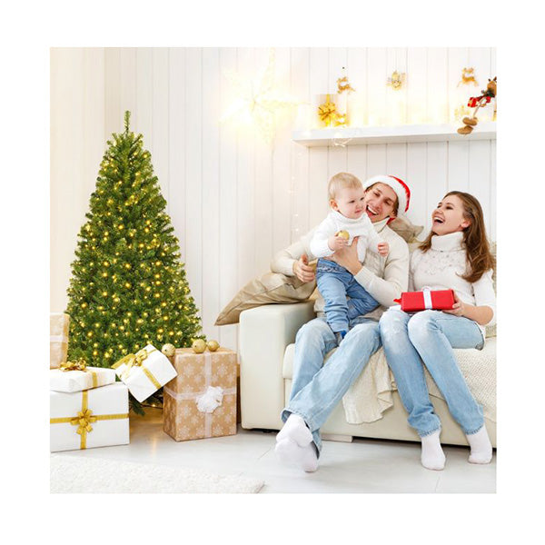 150Cm Pre Lit Artificial Christmas Tree With Multicolored Led Lights