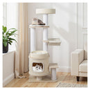 151 Cm Modern Cat Tree Multi Level Cat Tower With Top Perch White