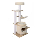 151 Cm Modern Cat Tree Multi Level Cat Tower With Top Perch White