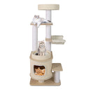 151 Cm Modern Cat Tree Multi Level Cat Tower With Top Perch White