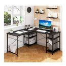 151cm Convertible L Shaped Computer Desk With 4 Storage Shelves Black