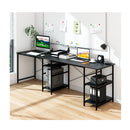 151cm Convertible L Shaped Computer Desk With 4 Storage Shelves Black