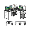 151cm Convertible L Shaped Computer Desk With 4 Storage Shelves Black