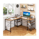 151cm Convertible L Shaped Computer Desk With 4 Storage Shelves Brown
