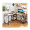 151cm Convertible L Shaped Computer Desk With 4 Storage Shelves Brown