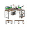 151cm Convertible L Shaped Computer Desk With 4 Storage Shelves Brown