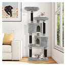 156 Cm Tall Large Multi Level Cat Tree With Dangling Jingle Balls Grey