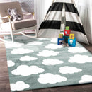 Lagoon Glen Aqua White Cloud Kids Rug