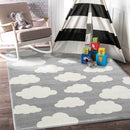 Lunar Glen Grey White Cloud Kids Rug