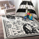Maple Glen Black White Kids Rug