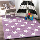 Moonlit Glen Violet Pink Stars Kids Rug