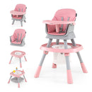 15 In 1 Convertible Baby High Chair With Removable Tray Pink