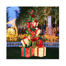 15 Pieces Staked Lighted Christmas Boxes With 450 Light Bulbs