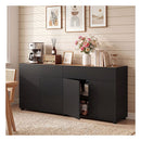 160Cm Sideboard Buffet Cabinet With Push To Open Doors 2 Drawers Black