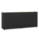 160Cm Sideboard Buffet Cabinet With Push To Open Doors 2 Drawers Black