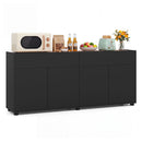 160Cm Sideboard Buffet Cabinet With Push To Open Doors 2 Drawers Black