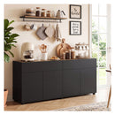160Cm Sideboard Buffet Cabinet With Push To Open Doors 2 Drawers Black