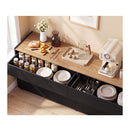 160Cm Sideboard Buffet Cabinet With Push To Open Doors 2 Drawers Black