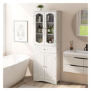 160 Cm Tall Bathroom Storage Cabinet With 2 Glass Doors White