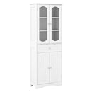 160 Cm Tall Bathroom Storage Cabinet With 2 Glass Doors White