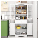 160 Cm Tall Bathroom Storage Cabinet With 2 Glass Doors White