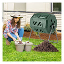 160L Dual Chamber Composting Tumbler With Sliding Doors Green