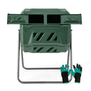 160L Dual Chamber Composting Tumbler With Sliding Doors Green