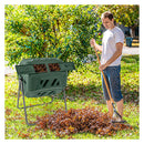 160L Dual Chamber Composting Tumbler With Sliding Doors Green
