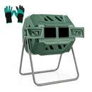 160L Dual Chamber Composting Tumbler With Sliding Doors Green