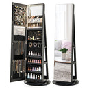 161Cm Jewelry Armoire With 360 Degrees Swivel Full Length Mirror Black