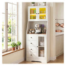163Cm Kitchen Pantry With Led Lights 3 Doors 4 Drawers White