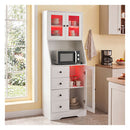 163Cm Kitchen Pantry With Led Lights 3 Doors 4 Drawers White