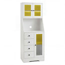 163Cm Kitchen Pantry With Led Lights 3 Doors 4 Drawers White