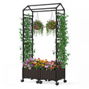 163Cm Tall Self Watering Planter Boxes With Lattice Trellis Brown