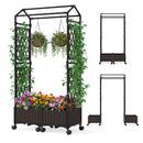 163Cm Tall Self Watering Planter Boxes With Lattice Trellis Brown