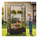 163Cm Tall Self Watering Planter Boxes With Lattice Trellis Brown